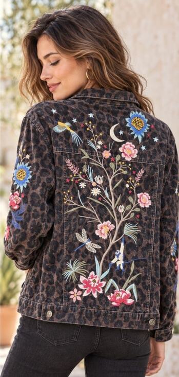 Johnny Was Jackets & Blazers - NWT Johnny Was Workshop Mandisa French Leopard Velvet Jacket XL Embroidered